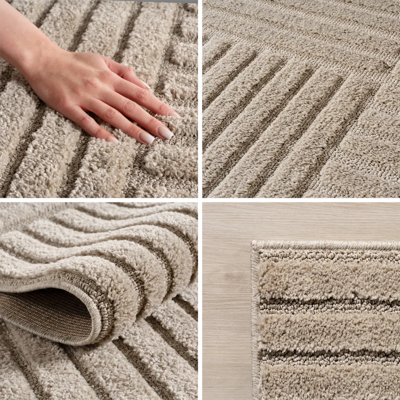 Carpettex Hochflor Teppich Skandi Boho Hoch-Tief Shaggy