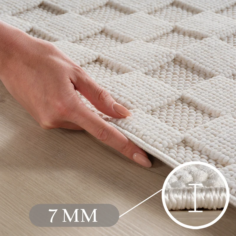Carpettex Bouclé Teppich Schlingenflor Skandi Karo Weich