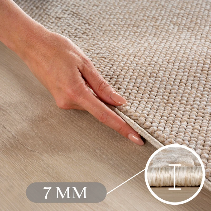 Carpettex Bouclé Teppich Schlingenflor Skandi Einfarbig Weich