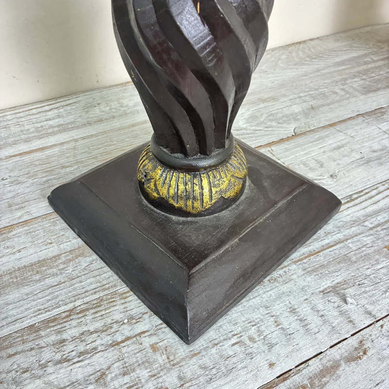 Vintage Säule Podest Blumenständer Holz Geschnitzt Schwarz Gold Antik Gebraucht