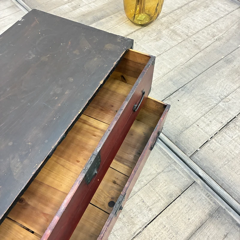 Asiatische Tansu Kommode Holz Braun Schwarz Eisenbeschläge Schrank Antik Gebraucht