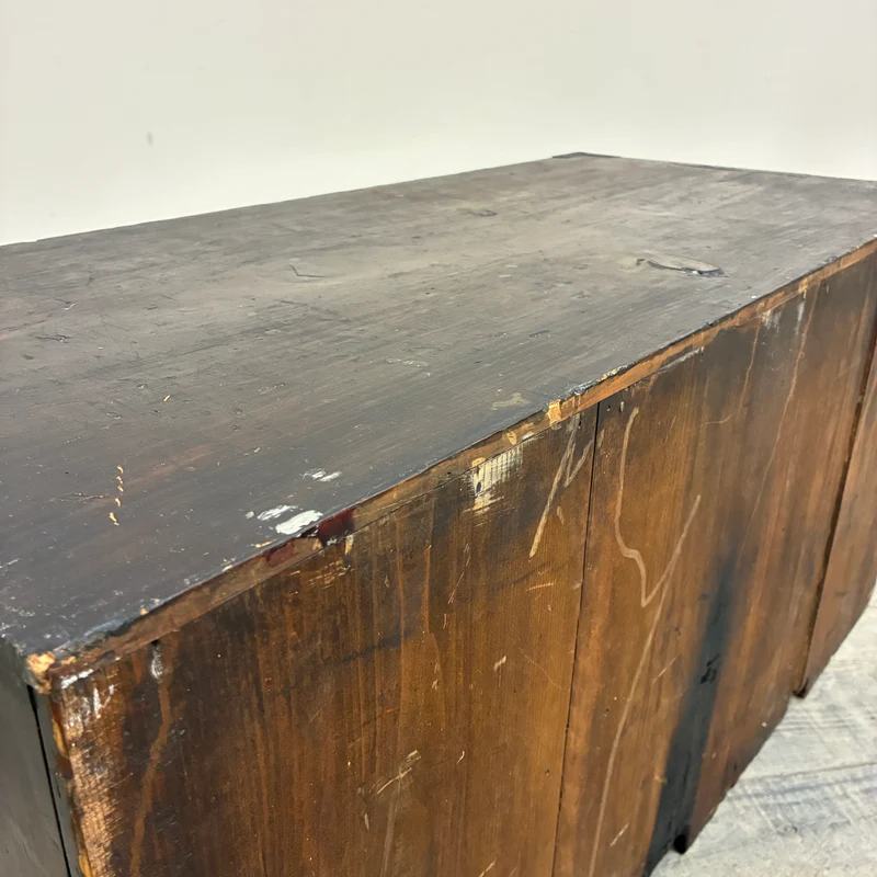 Asiatische Tansu Kommode Holz Braun Schwarz Eisenbeschläge Schrank Antik Gebraucht