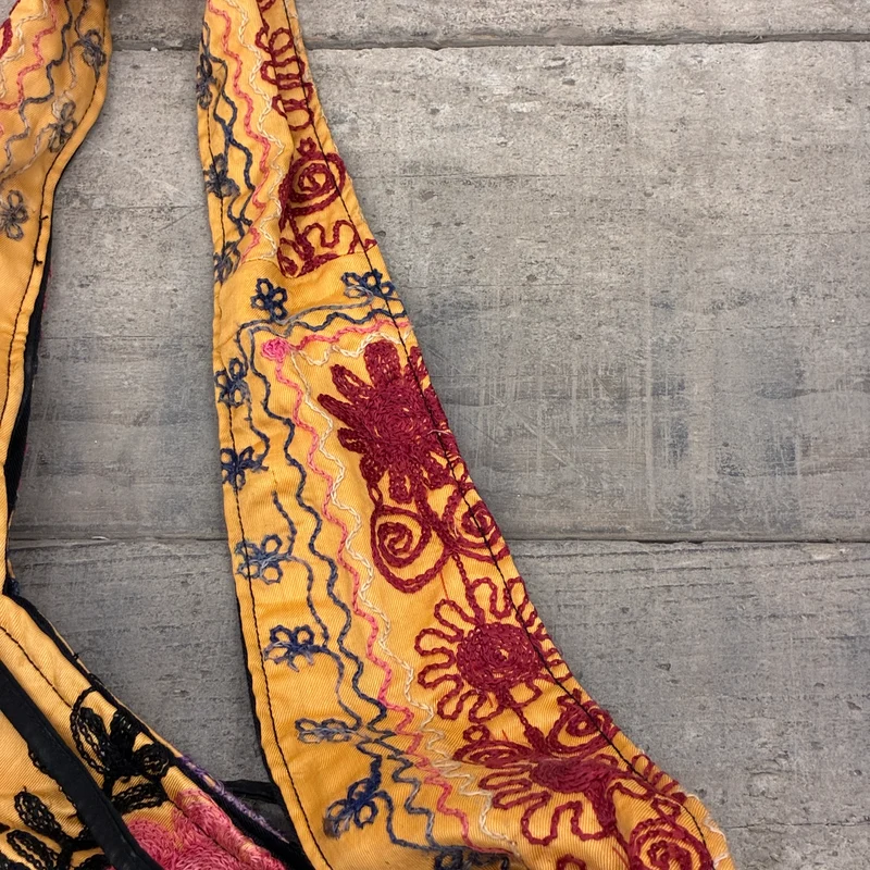 Orient Umhängetasche Suzani Handtasche Bestickt Gelb Bunt Tasche Gebraucht
