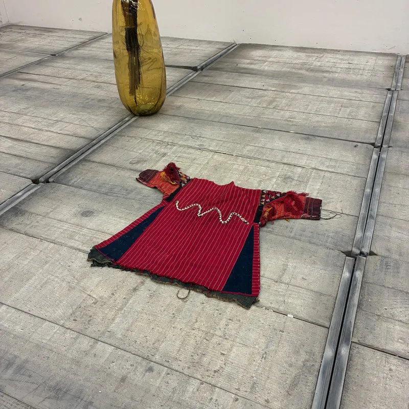 Orientalisches Gewand Wandbehang Kleid Tunika Rot Gestrift Gebraucht