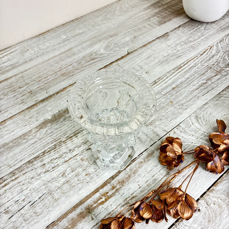 Glasvase Pressglas Pokalform Windlicht Klarglas Transparent Vase Gefäß Gebraucht