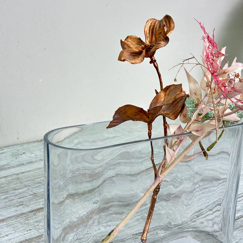 Glasvase Oval Schiffchenform Tischvase Klarglas Transparent Vase Gebraucht