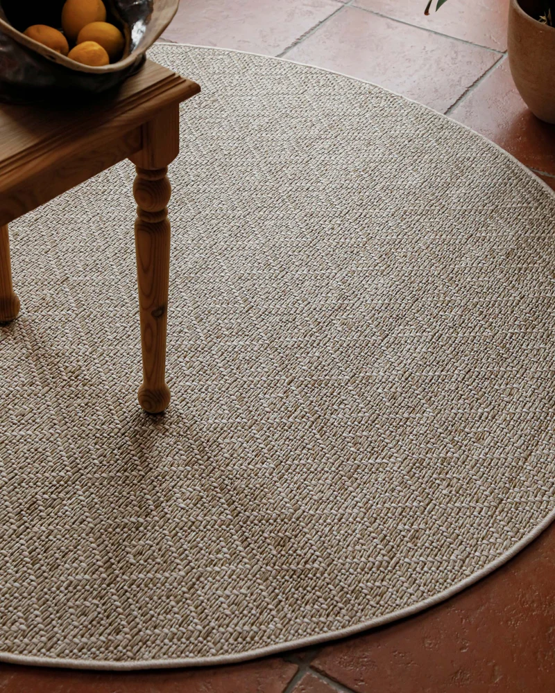In- & Outdoor Teppich Rund Creme Weiß, pflegeleicht & wetterfest "Miami Beach" WECONhome