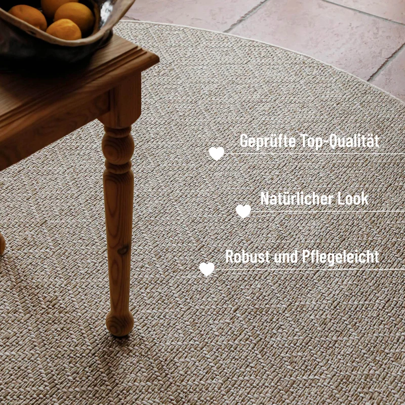 In- & Outdoor Teppich Rund Creme Weiß, pflegeleicht & wetterfest "Miami Beach" WECONhome
