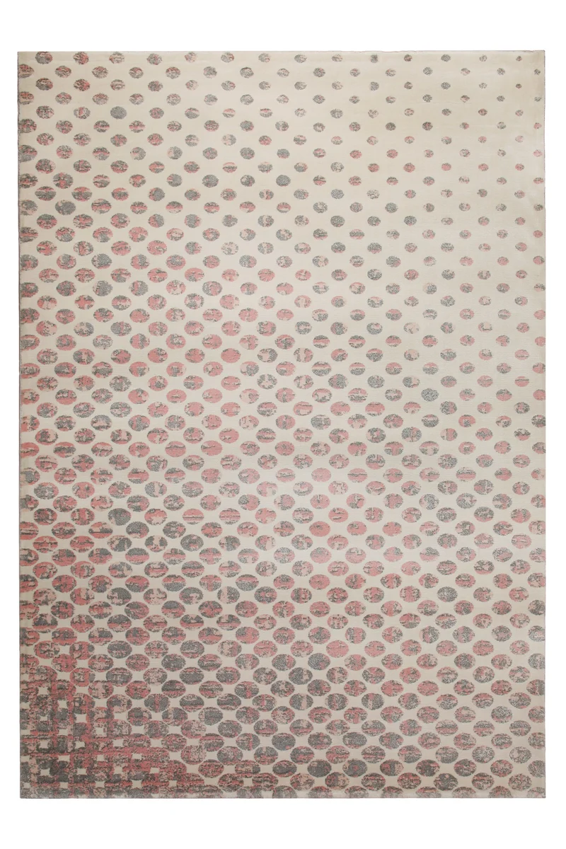 160x230 Teppich Wohnzimmer Creme Punkte