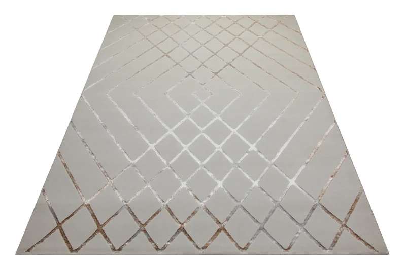 160x230 Teppich Wohnzimmer Creme Muster