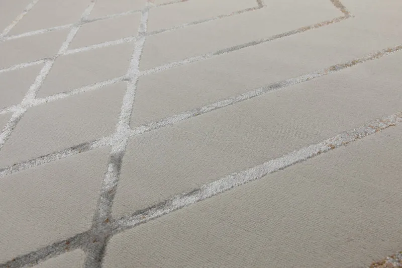 160x230 Teppich Wohnzimmer Creme Muster