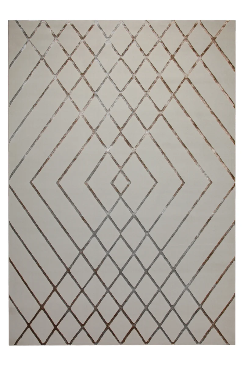 160x230 Teppich Wohnzimmer Creme Muster