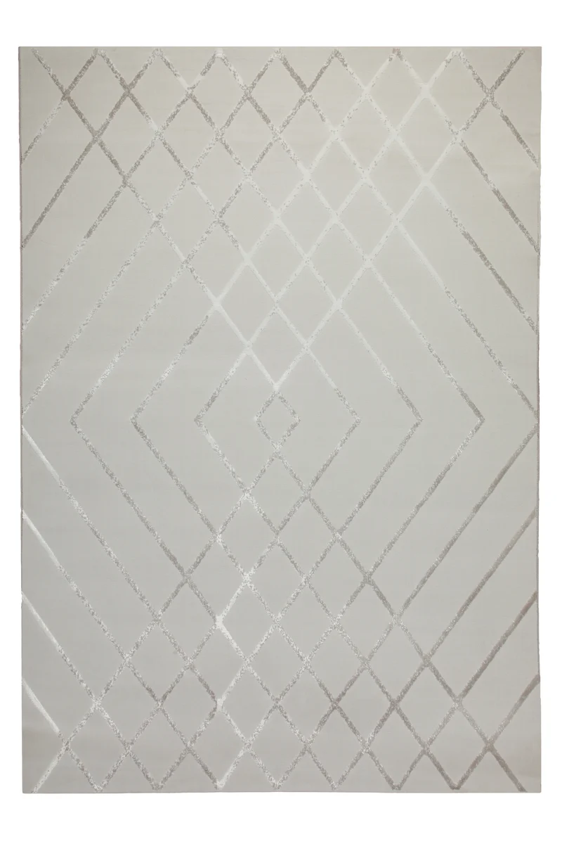 160x230 Teppich Wohnzimmer Creme Silber