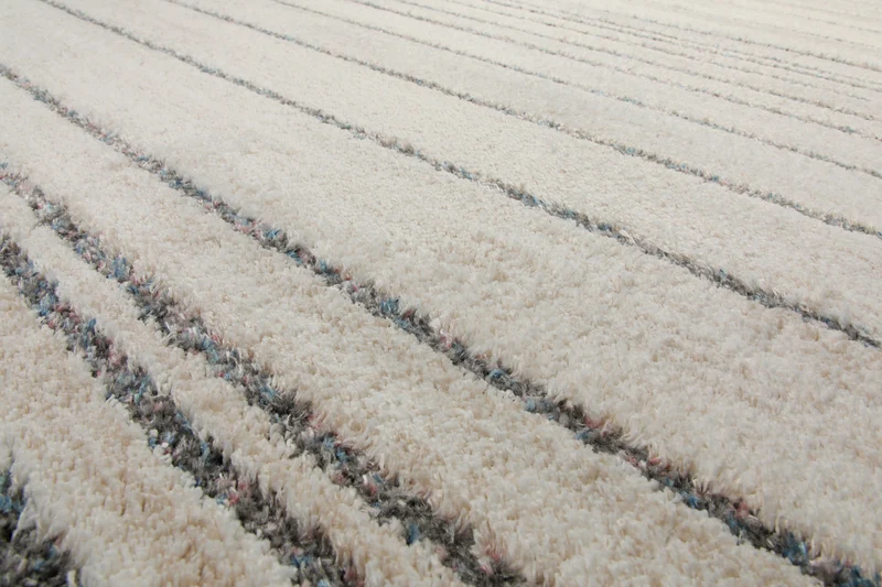 160x230 Teppich Wohnzimmer Creme Streifen