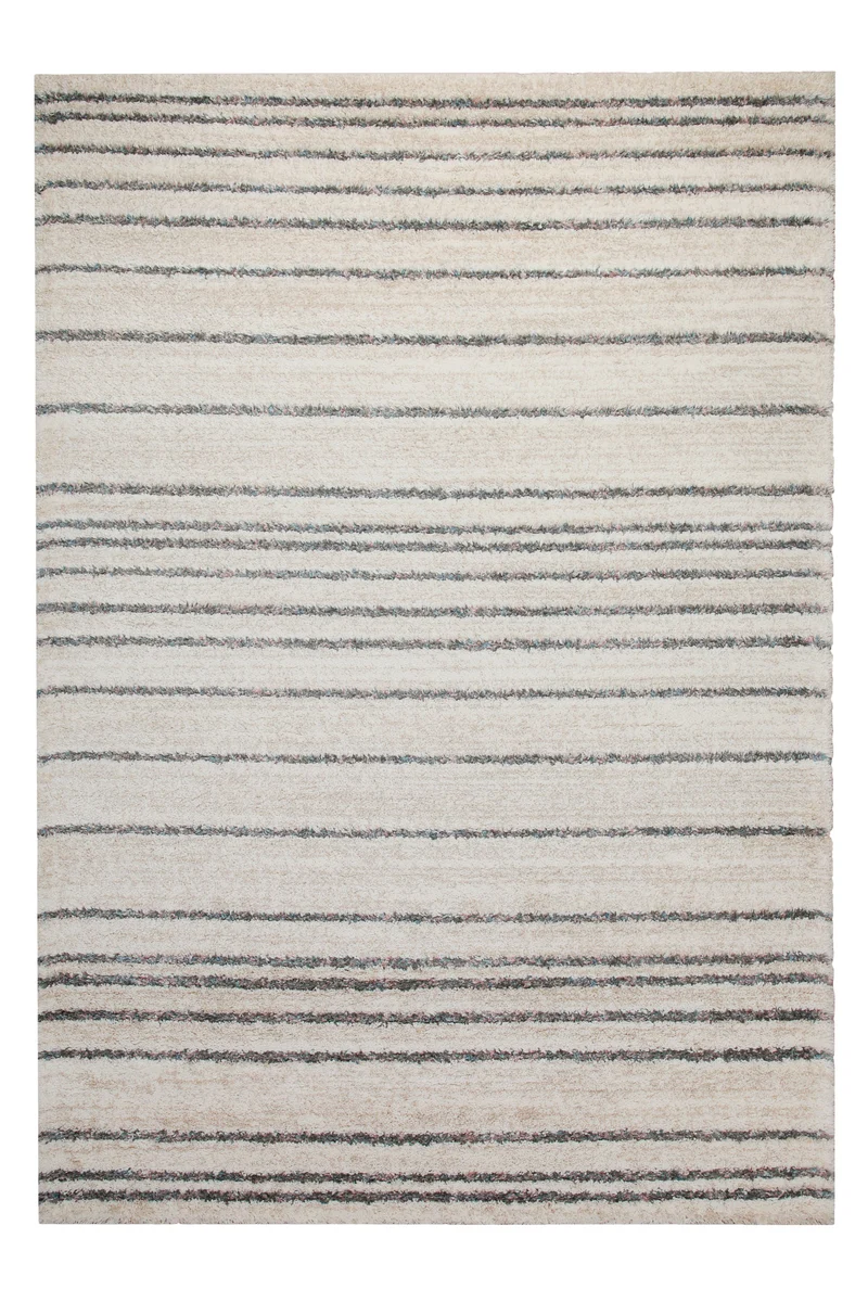 160x230 Teppich Wohnzimmer Creme Streifen