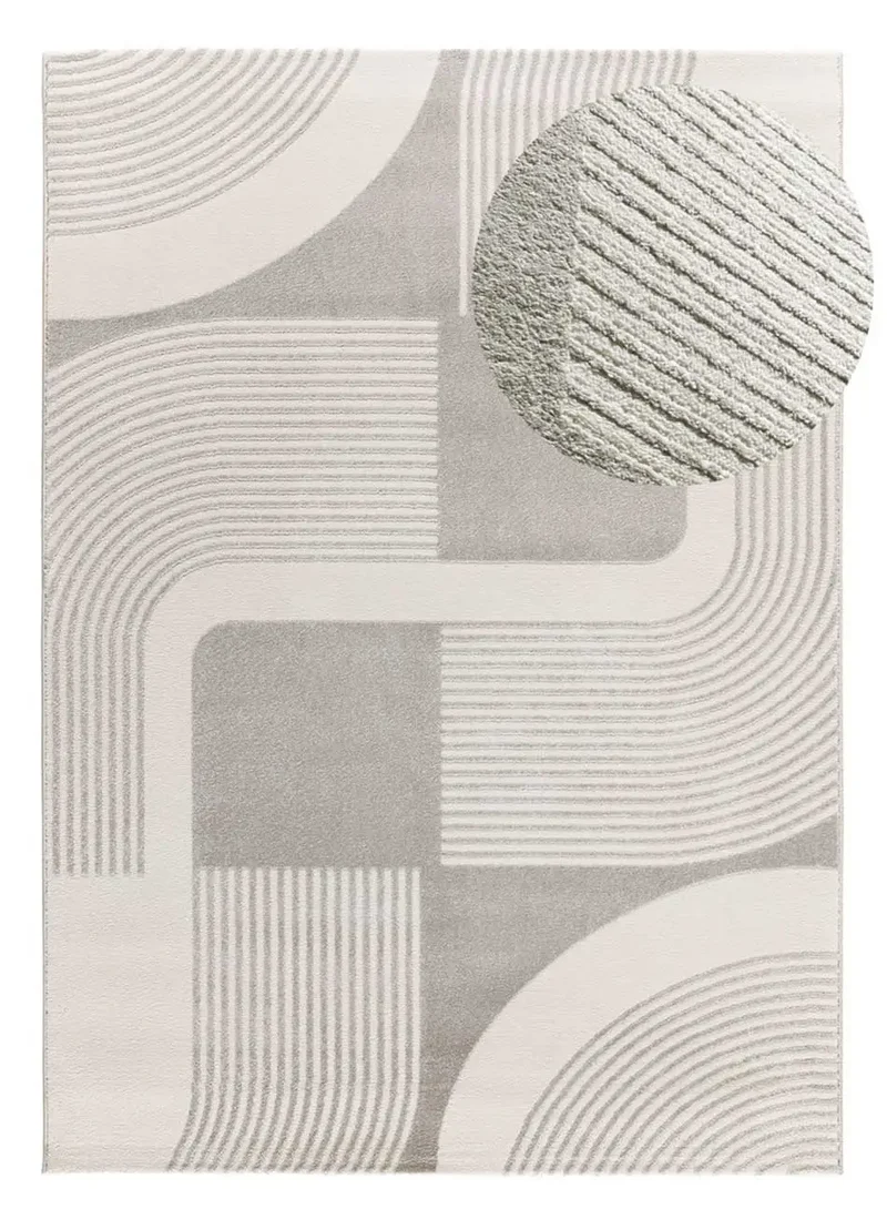 Alfombra geométrica con relieve Flora 12960 Plata