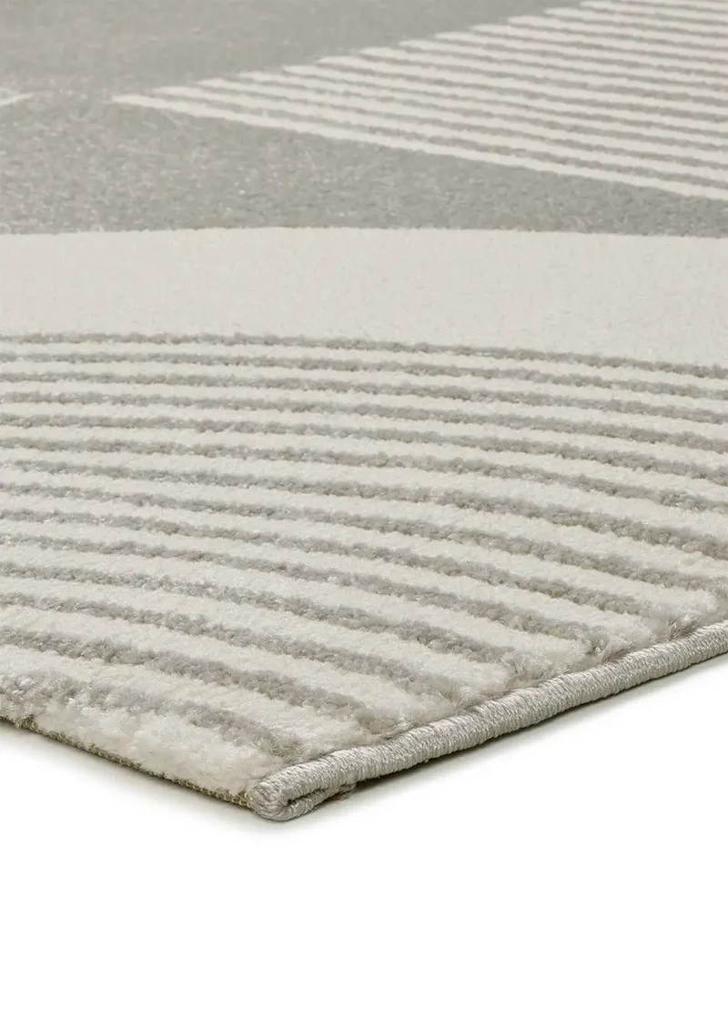 Alfombra geométrica con relieve Flora 12960 Plata