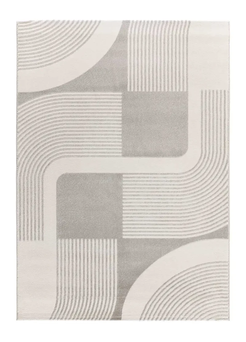 Alfombra geométrica con relieve Flora 12960 Plata