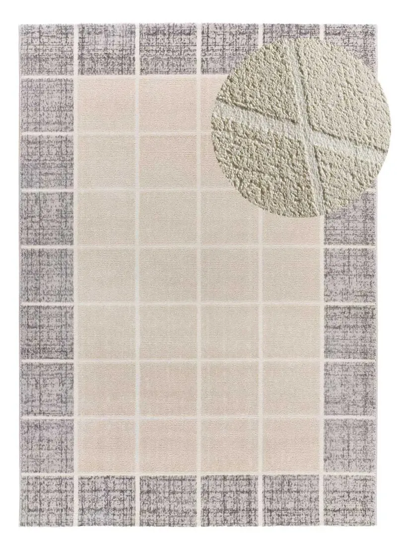 Alfombra geométrica con relieve Flora 12959 Blanco