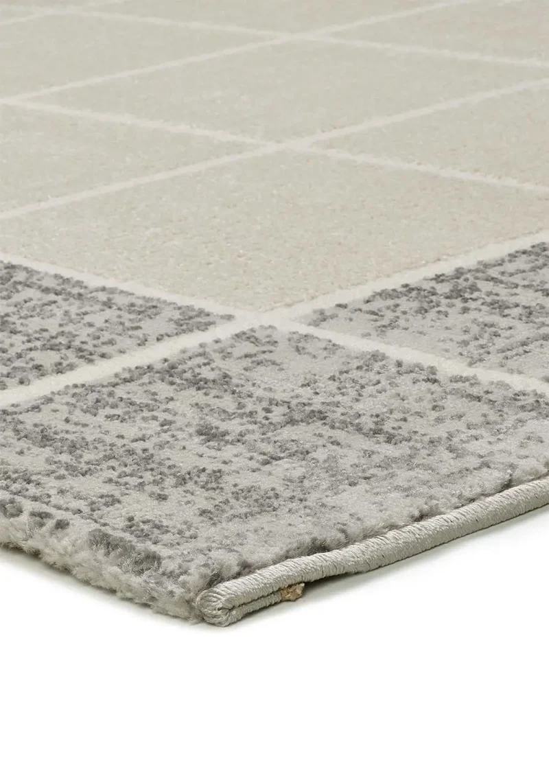 Alfombra geométrica con relieve Flora 12959 Blanco