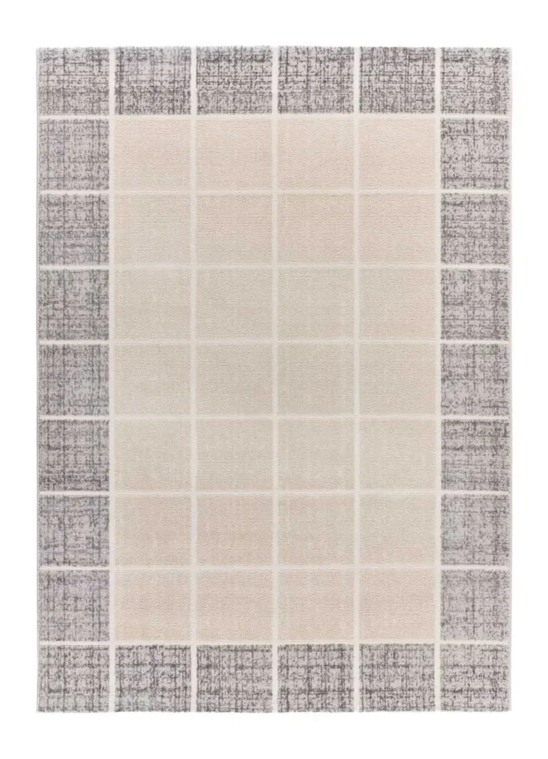 Alfombra geométrica con relieve Flora 12959 Blanco