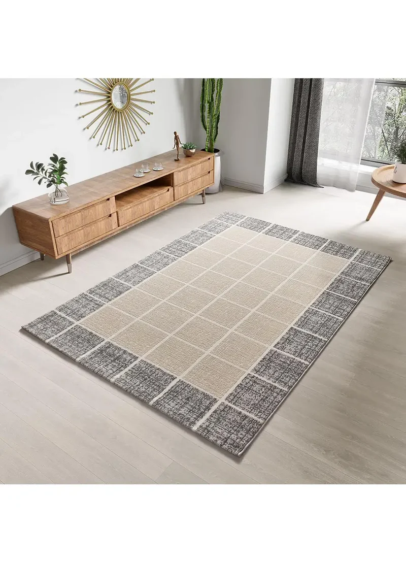 Alfombra geométrica con relieve Flora 12959 Blanco