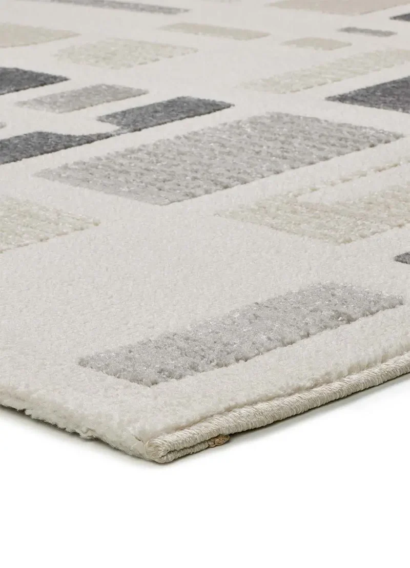 Alfombra geométrica con relieve Flora 12955 Plata
