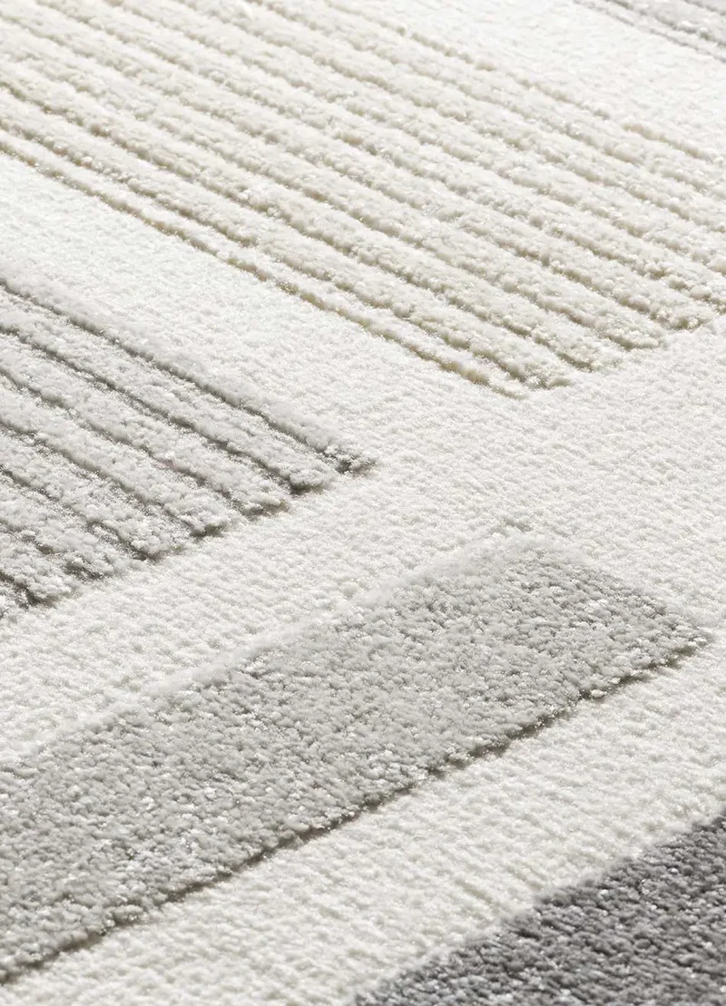 Alfombra geométrica con relieve Flora 12955 Plata