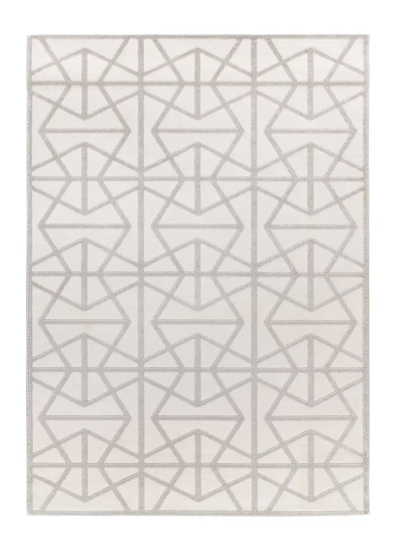 Alfombra geométrica con relieve Flora 12937 Plata