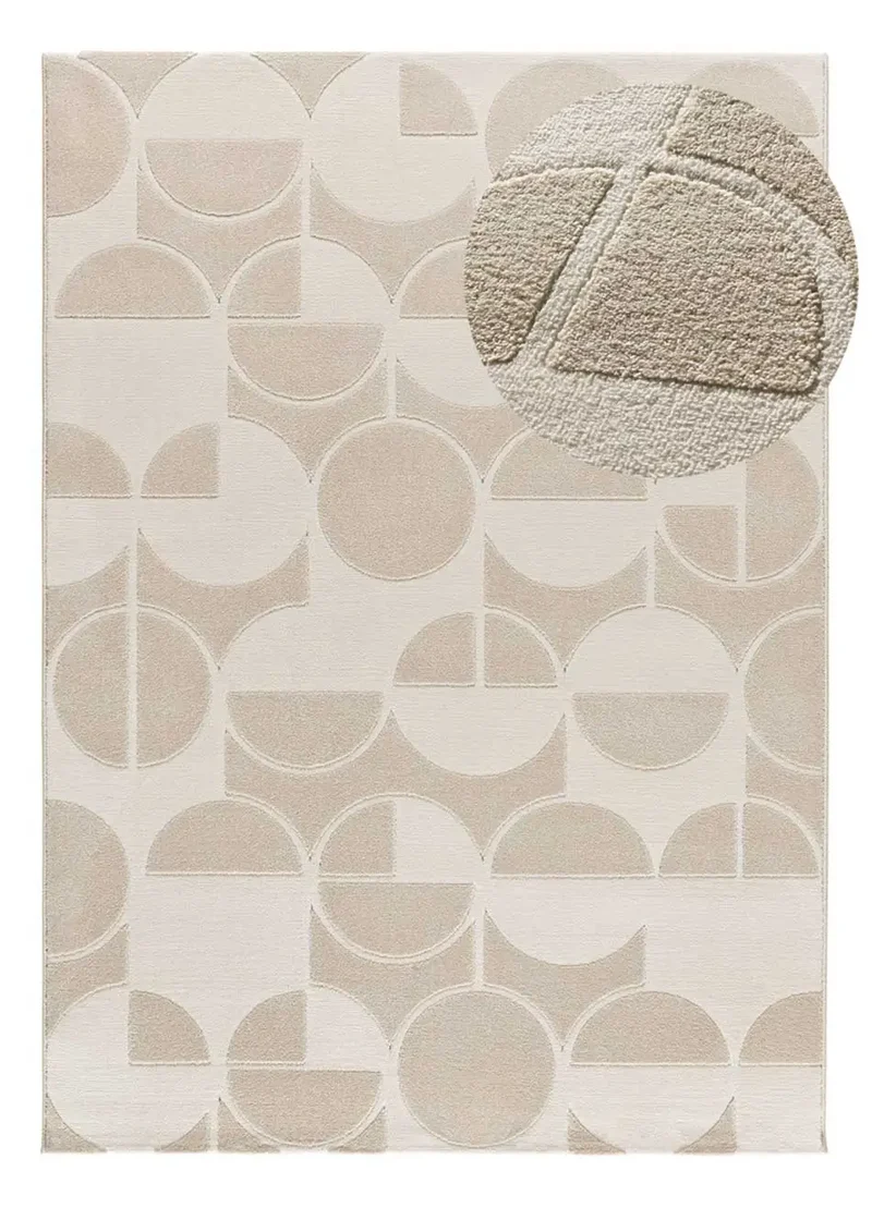 Alfombra geométrica con relieve Flora 12844 Blanco