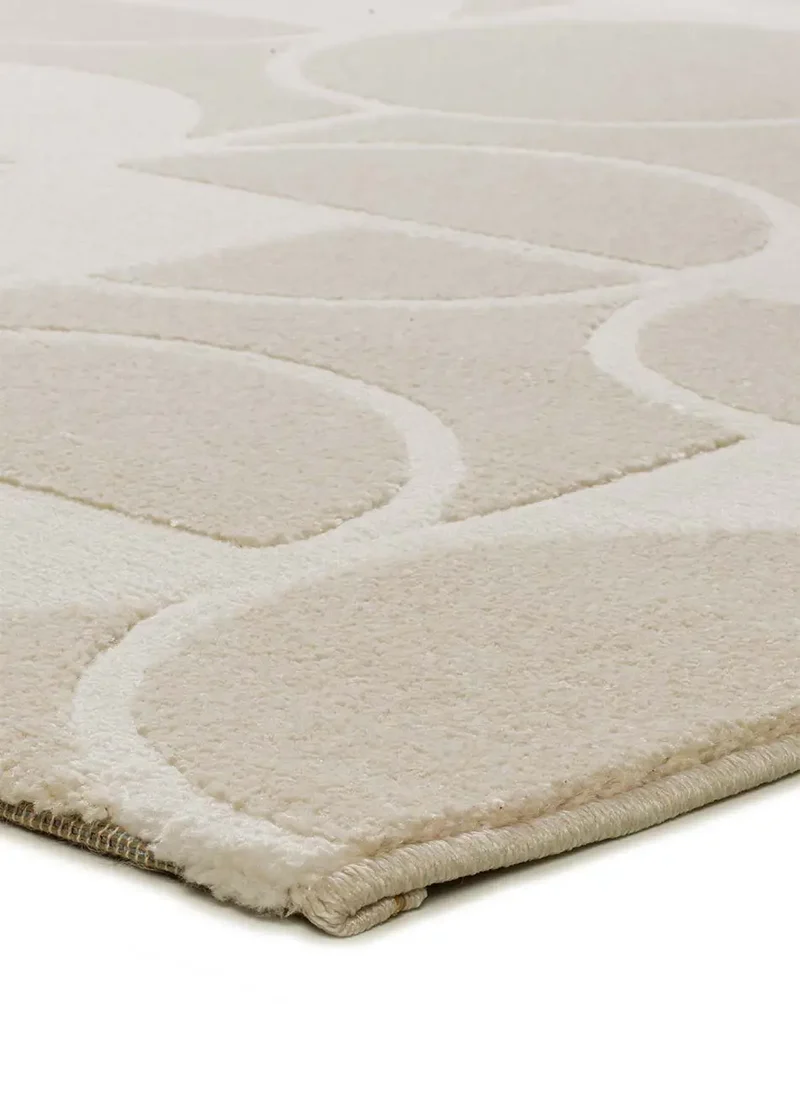 Alfombra geométrica con relieve Flora 12844 Blanco