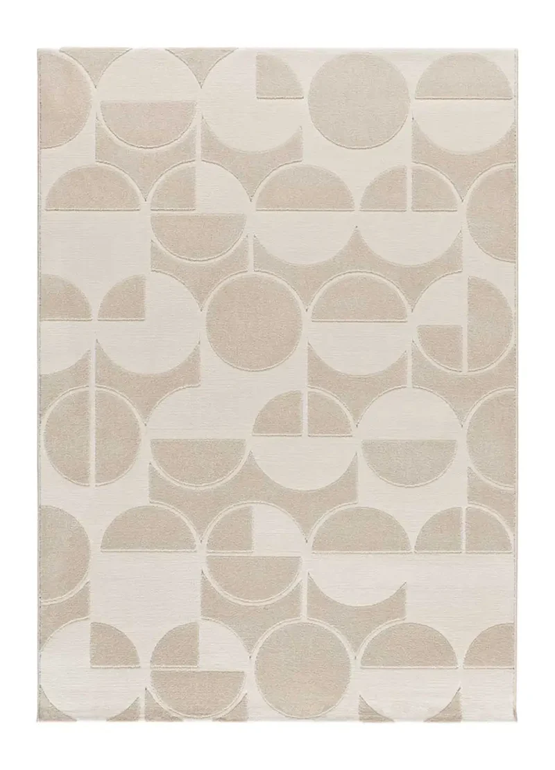 Alfombra geométrica con relieve Flora 12844 Blanco