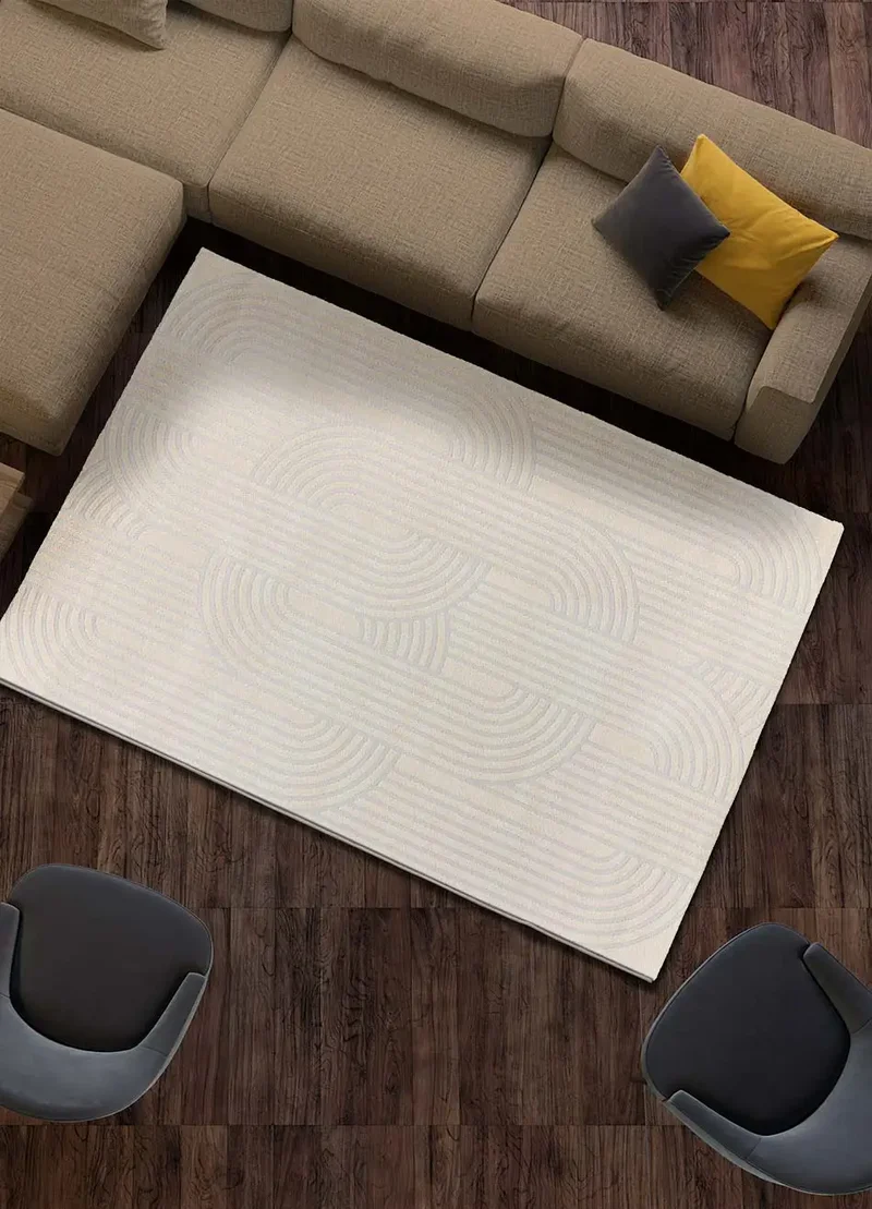 Alfombra geométrica con relieve Baresa 12963 Plata