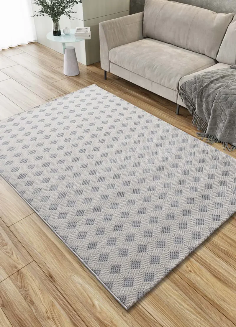 Alfombra geométrica con relieve Baresa 12951 Plata