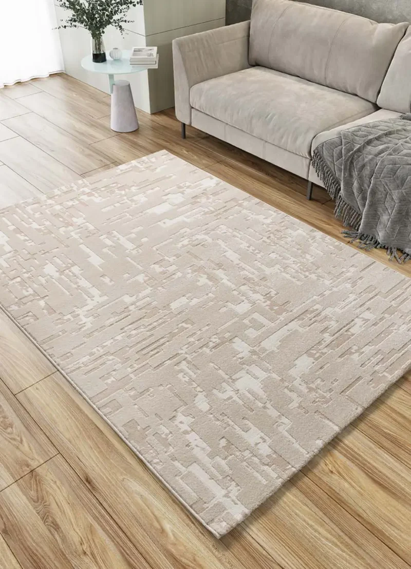 Alfombra abstracta con relieve Baresa 12946 Beige
