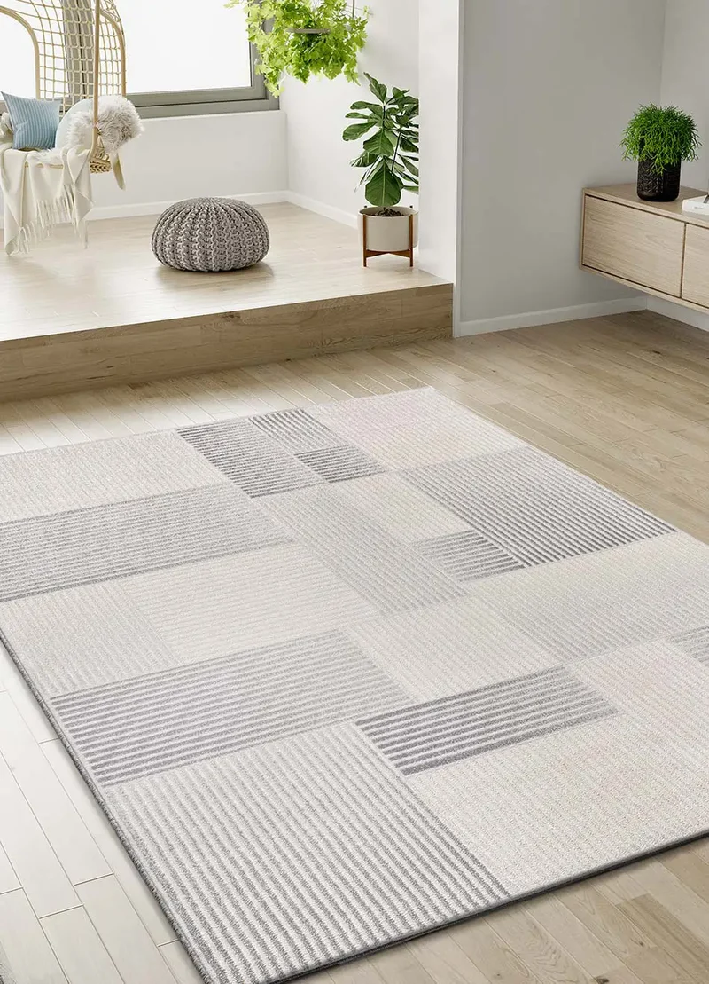 Alfombra geométrica con relieve Baresa 12943 Gris