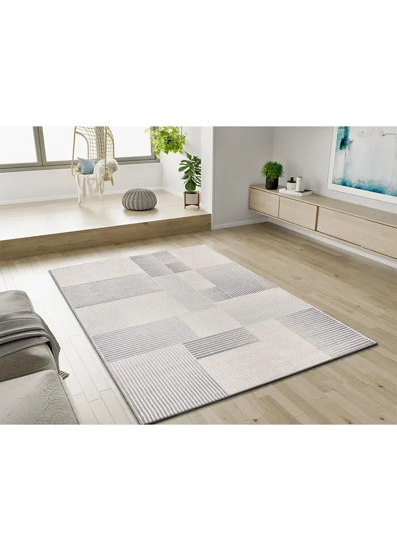 Alfombra geométrica con relieve Baresa 12943 Gris