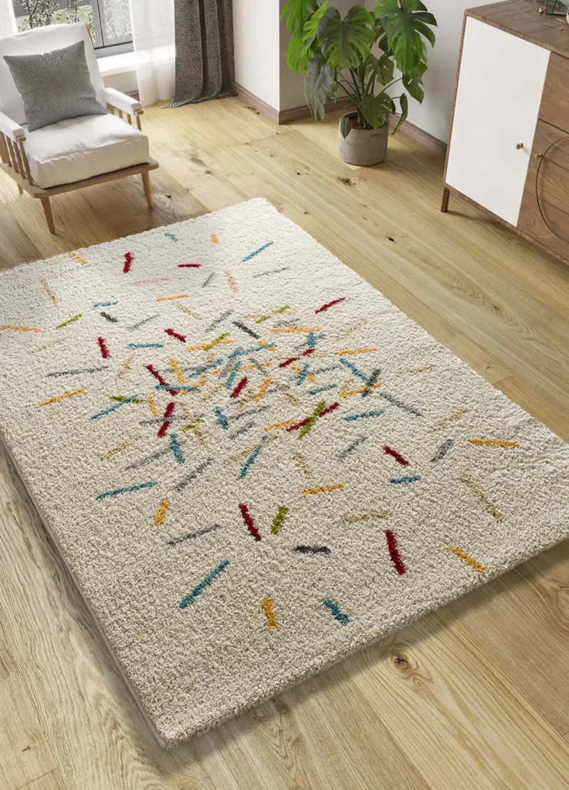 Alfombra shaggy geométrica multicolor Bremen 8825