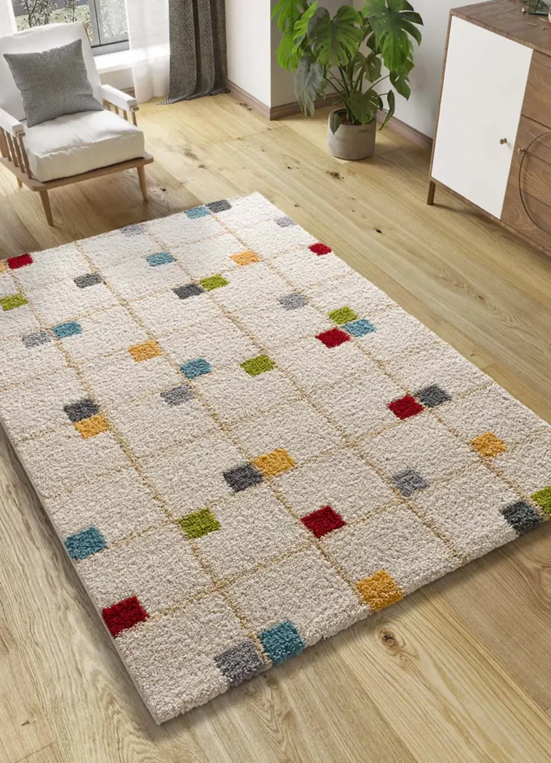 Alfombra shaggy geométrica Bremen 8820 Multicolor