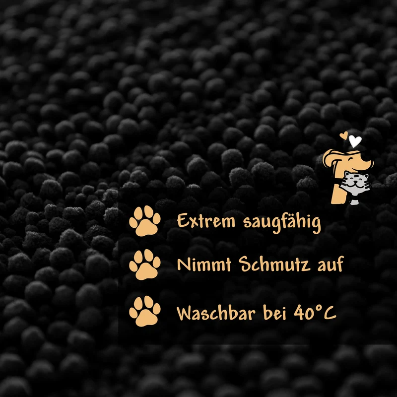 Waschbarer Haustierteppich für Hunde & Katzen Schwarz "Cooper" carPETS
