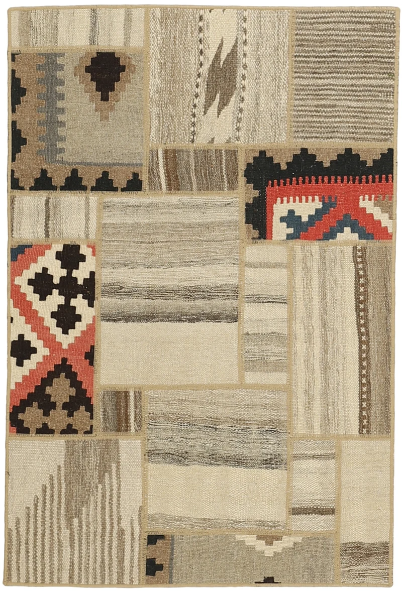 MY-RUG Teppich "Modern Patchwork " Geometrische Muster, Handgeknüpft