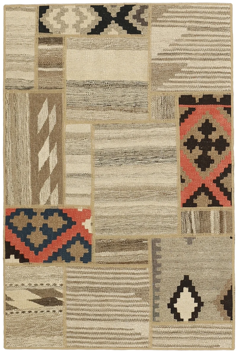 MY-RUG Teppich "Modern Patchwork " Geometrische Muster, Handgeknüpft