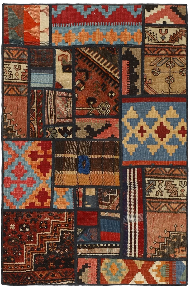 MY-RUG Teppich "Modern Patchwork " Geometrische Muster, Handgeknüpft