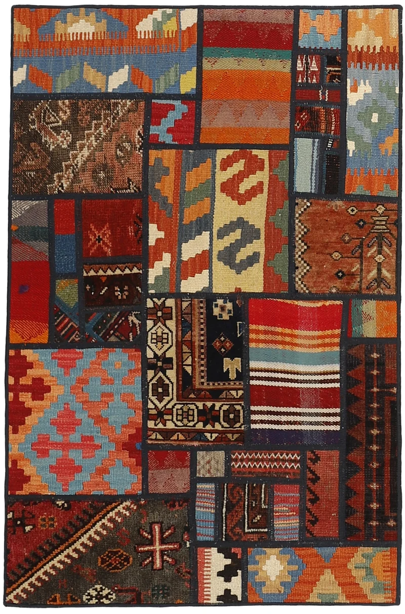 MY-RUG Teppich "Modern Patchwork " Geometrische Muster, Handgeknüpft