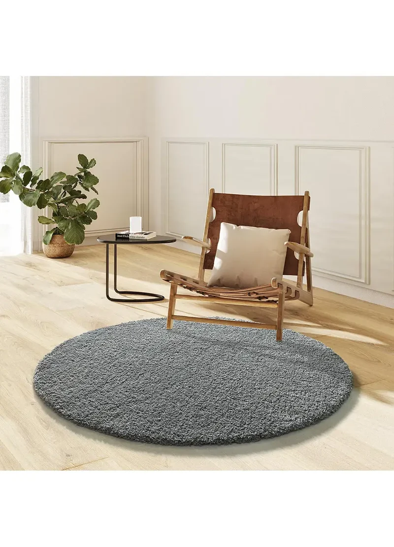 Alfombra redonda shaggy lisa Norge 8507 Gris