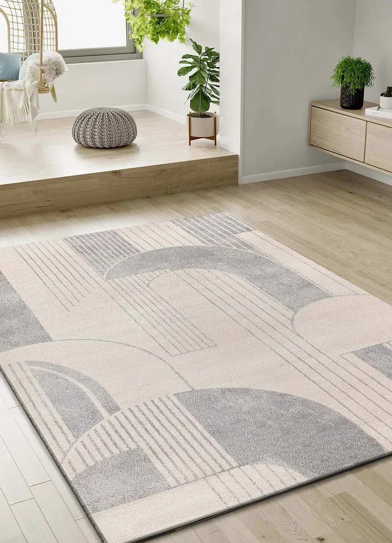 Alfombra geométrica en gris Porto 12917