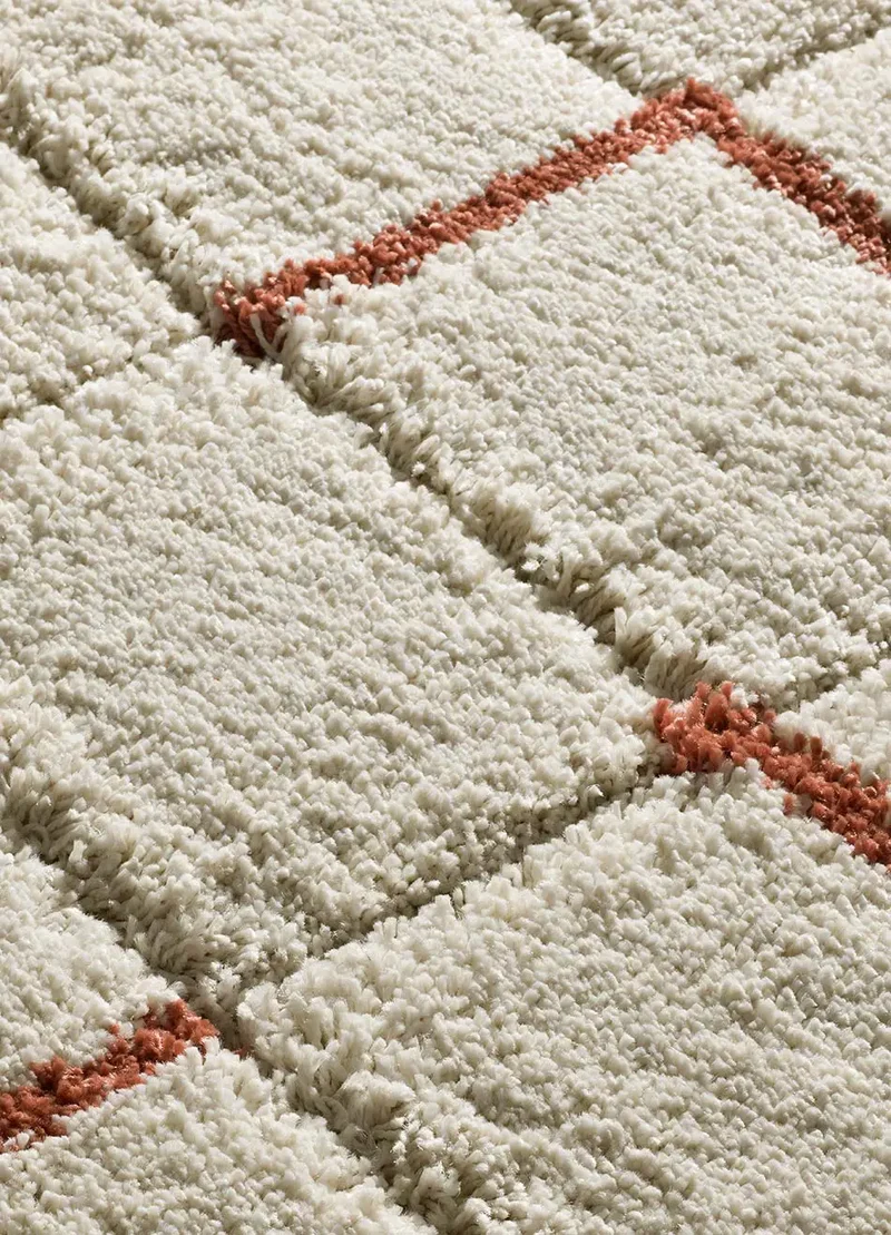 Alfombra shaggy con relieve Brenda 8834 Blanco