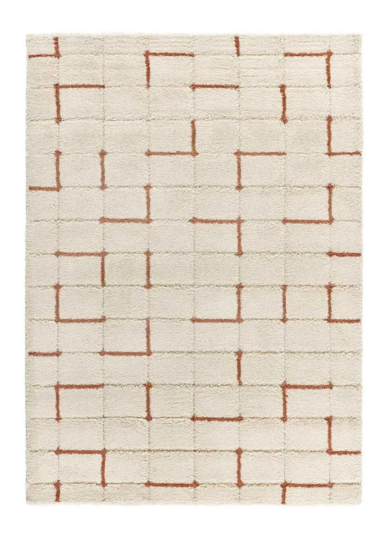 Alfombra shaggy con relieve Brenda 8834 Blanco