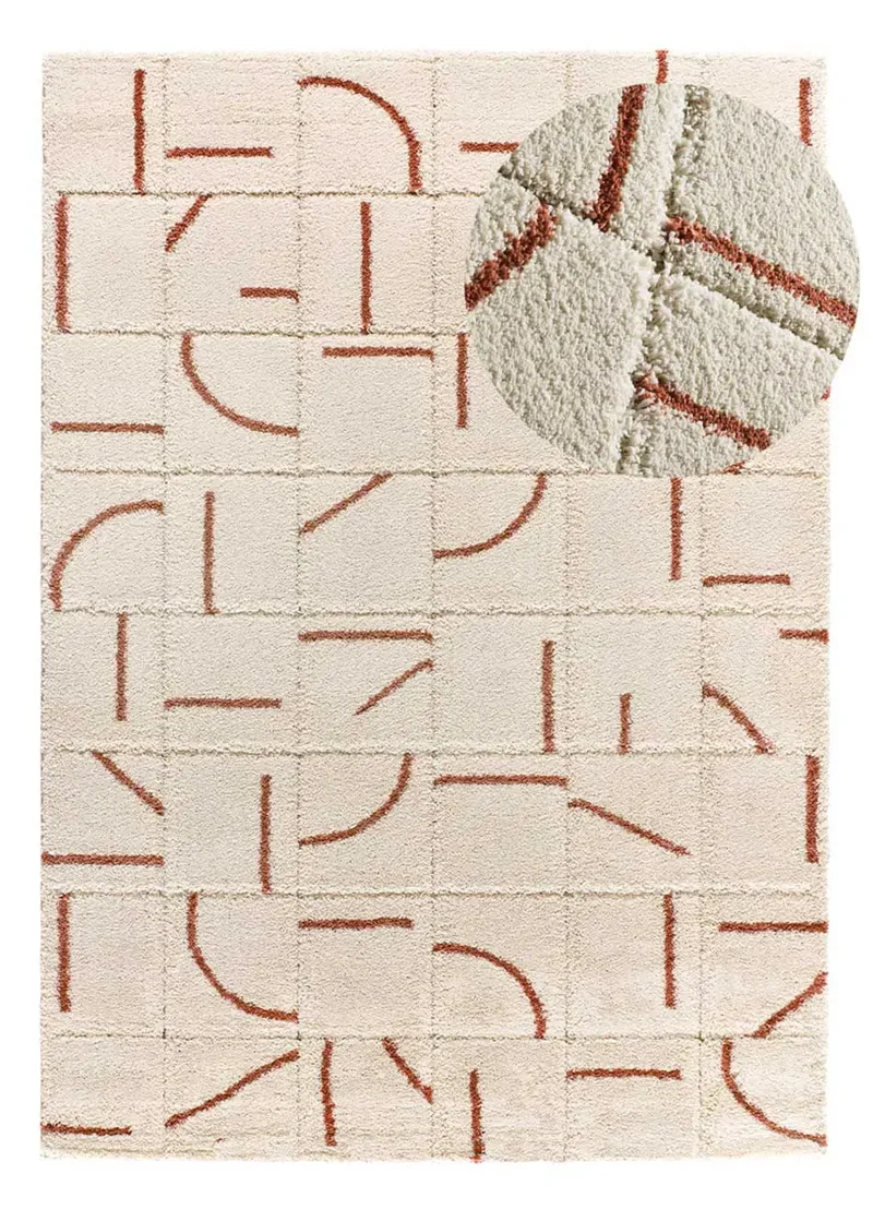 Alfombra shaggy con relieve Brenda 8832 Blanco