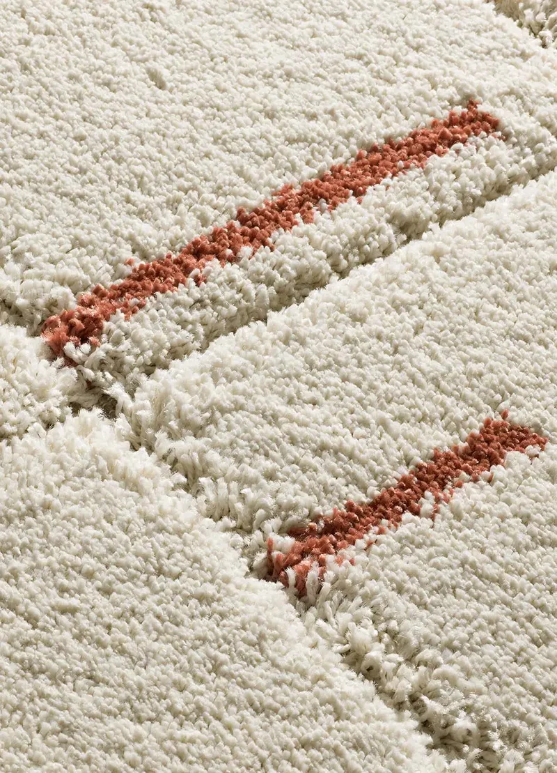 Alfombra shaggy con relieve Brenda 8832 Blanco